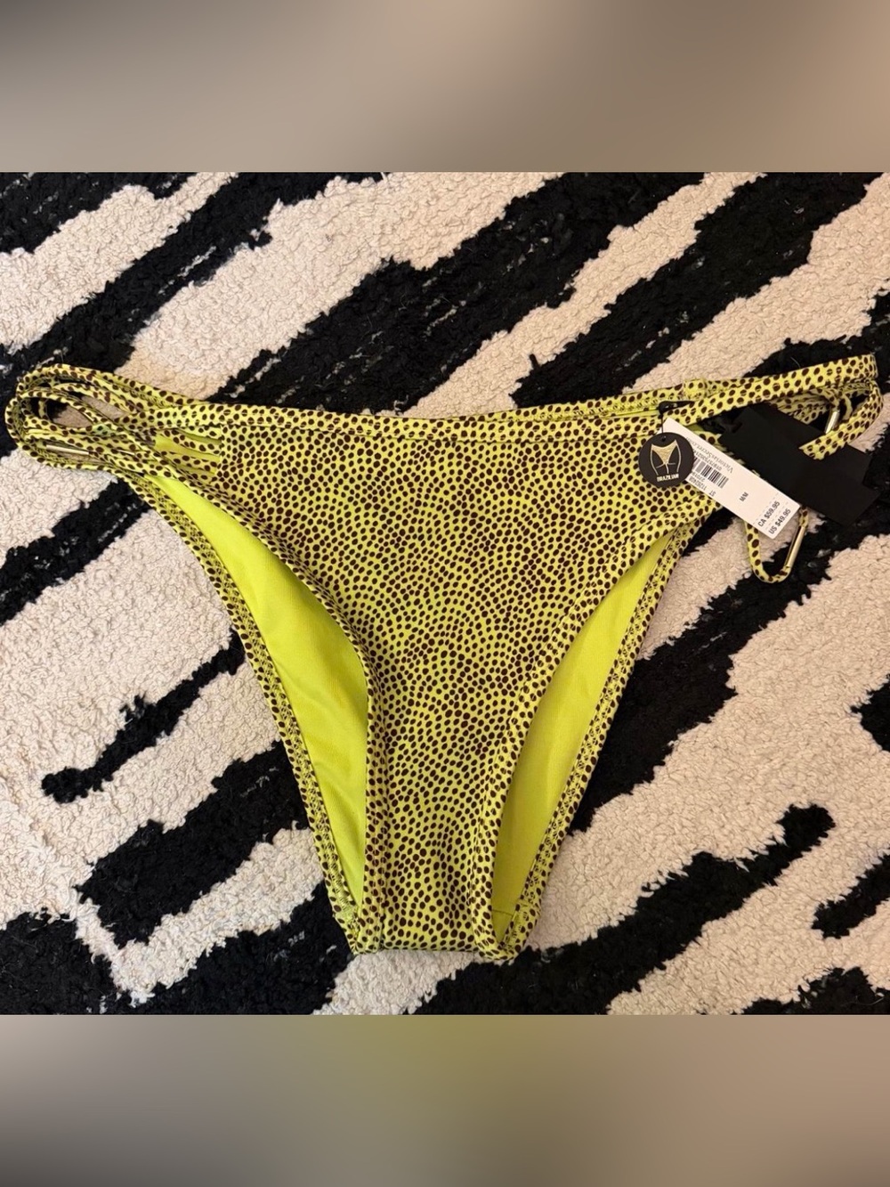 Victoria’s Secret green + brown polka dot bikini bottoms